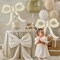 4 Pcs Bow Decorations Cream Bow Balloons for Girl Women Bow Themed Party Decorations Giant Foil Beige Balloons for Baby Shower Gender Reveal Decor Party Supplies